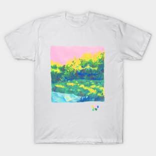 pink sky pastel aesthetic reading picnic T-Shirt